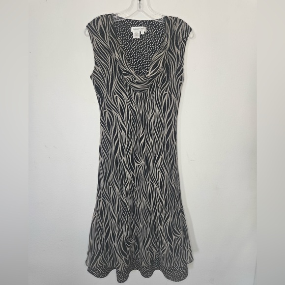 Coldwater Creek Silk Blend Dress Black White Cowl Neck Sleeveless P10 - Picture 8 of 10